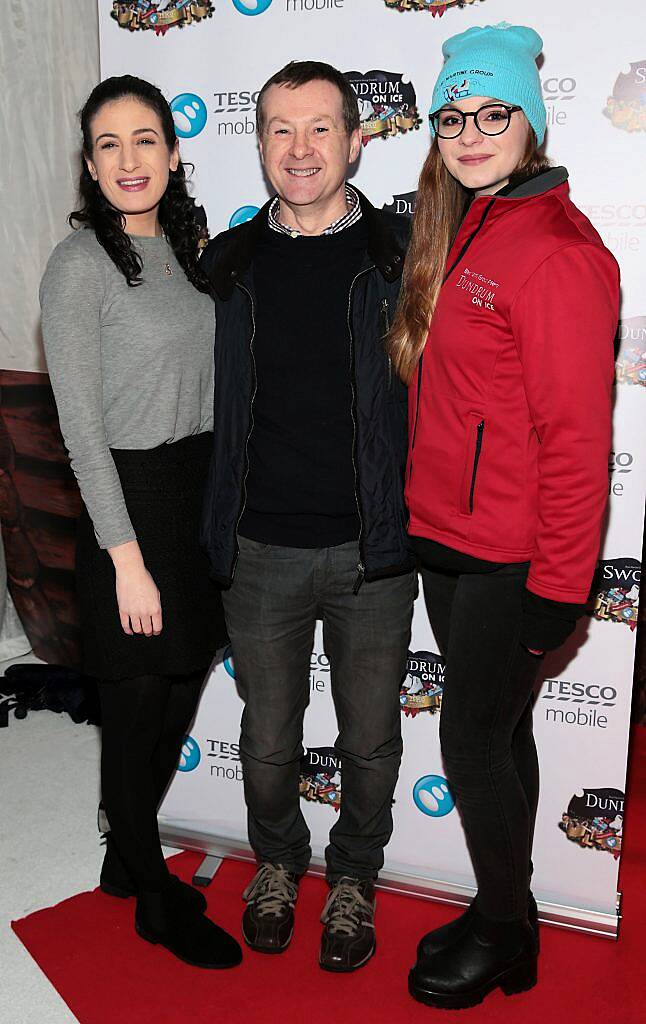 Sarah Sullivan, Mark Fitzsimons and Jess O Neill pictured at the Tesco Mobile and Dundrum on Ice VIP evening. Picture: Brian McEvoy