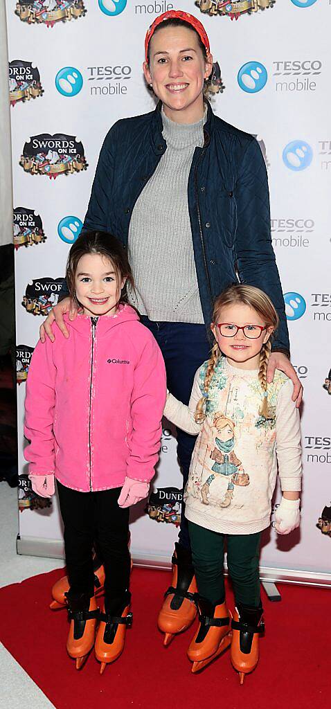 Laurie Easterby,Alice Easterby and Aoife Leonard pictured at the Tesco Mobile and Dundrum on Ice VIP evening. Picture: Brian McEvoy