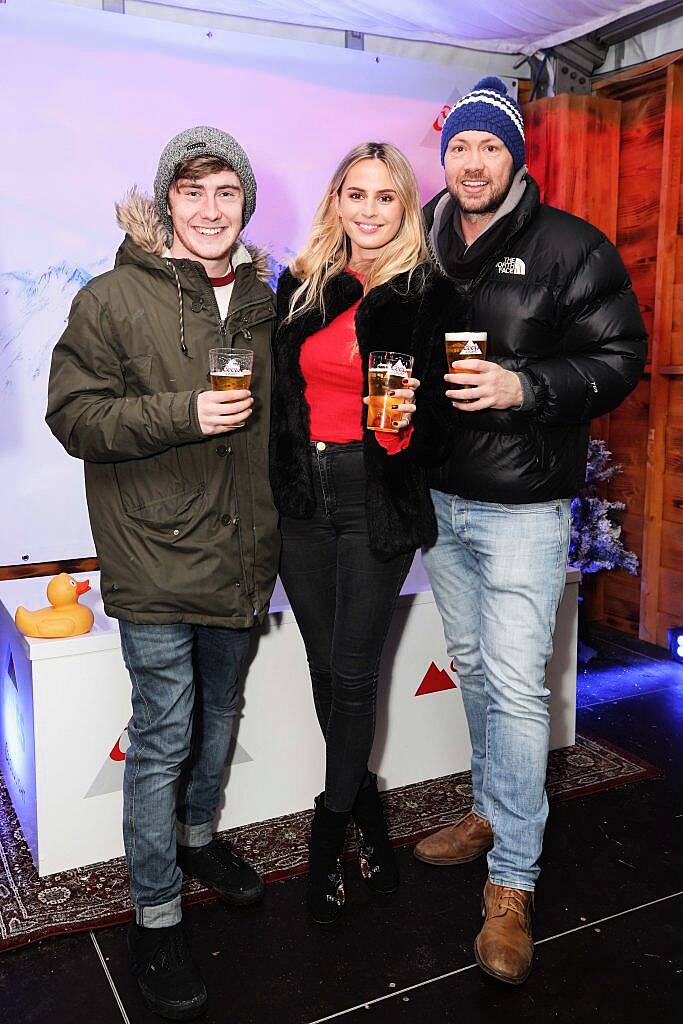 Niall Quinlan, Katelyn Cassidy and Paul Kelly at the launch of Apres Dublin in association with Coors Light (1st December 2017). Picture Conor McCabe Photography.