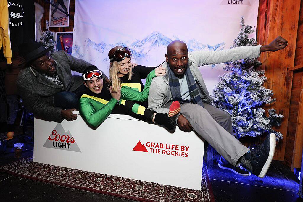 Cool Runnings actors Doug E. Doug and Rawle D. Lewis with Ross Kiernan and Steph Barry at the launch of Apres Dublin in association with Coors Light (1st December 2017). Picture Conor McCabe Photography.