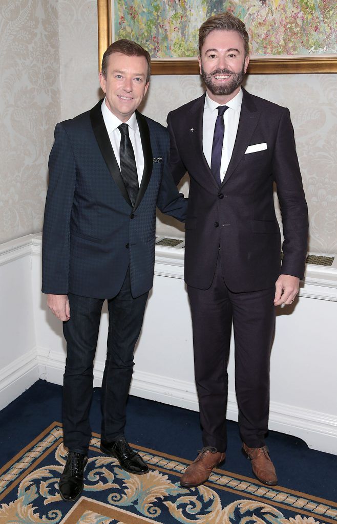 Alan Hughes and Karl Broderick at the annual Cari Charity Christmas lunch hosted by Miriam Ahern at the Shelbourne Hotel Dublin. Photo: Brian McEvoy