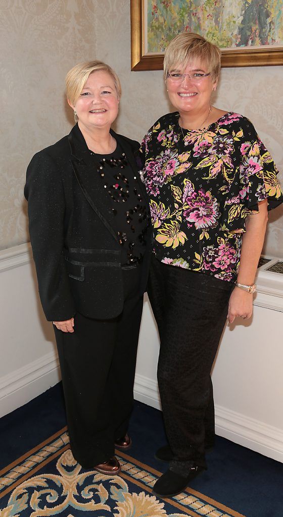 Sarah Kelly and Karen Gibson at the annual Cari Charity Christmas lunch hosted by Miriam Ahern at the Shelbourne Hotel Dublin. Photo: Brian McEvoy