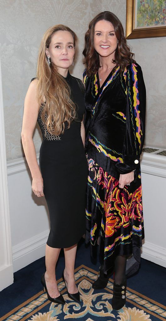 Mairead Caron Molloy and  Siobhan Glennon Harris at the annual Cari Charity Christmas lunch hosted by Miriam Ahern at the Shelbourne Hotel Dublin. Photo: Brian McEvoy