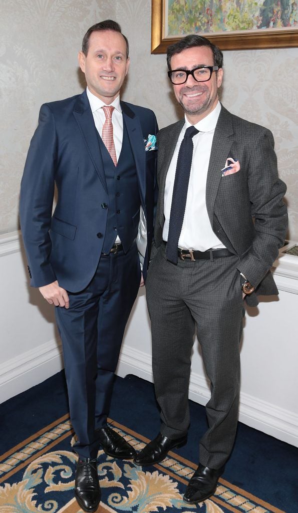 John McKibbin and Jonothan Sultan at the annual Cari Charity Christmas lunch hosted by Miriam Ahern at the Shelbourne Hotel Dublin. Photo: Brian McEvoy