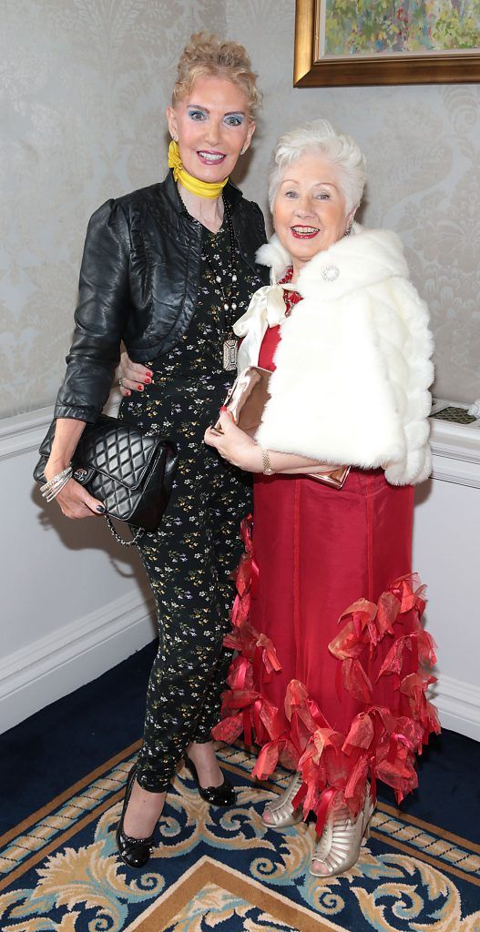 Anne Boylan and Claire Casey at the annual Cari Charity Christmas lunch hosted by Miriam Ahern at the Shelbourne Hotel Dublin. Photo: Brian McEvoy