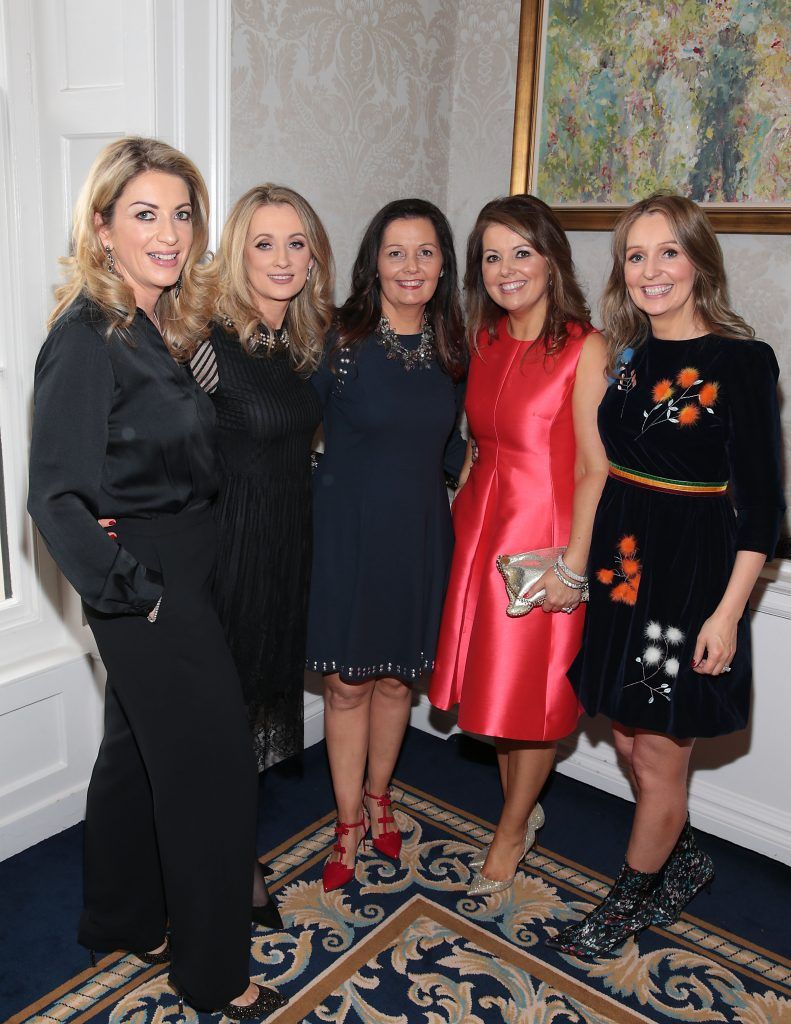 Clodagh McKernan, Margaret Daly, Carolann Hickey, Barbara Nolan and Allison Kealy at the annual Cari Charity Christmas lunch hosted by Miriam Ahern at the Shelbourne Hotel Dublin. Photo: Brian McEvoy