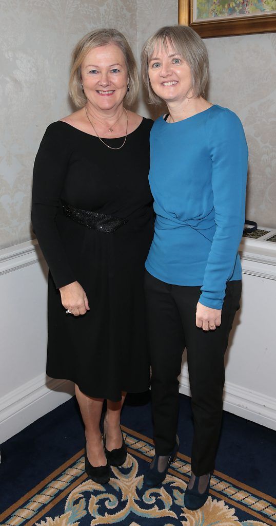 Mary Flaherty and  Lesley Caslin at the annual Cari Charity Christmas lunch hosted by Miriam Ahern at the Shelbourne Hotel Dublin. Photo: Brian McEvoy