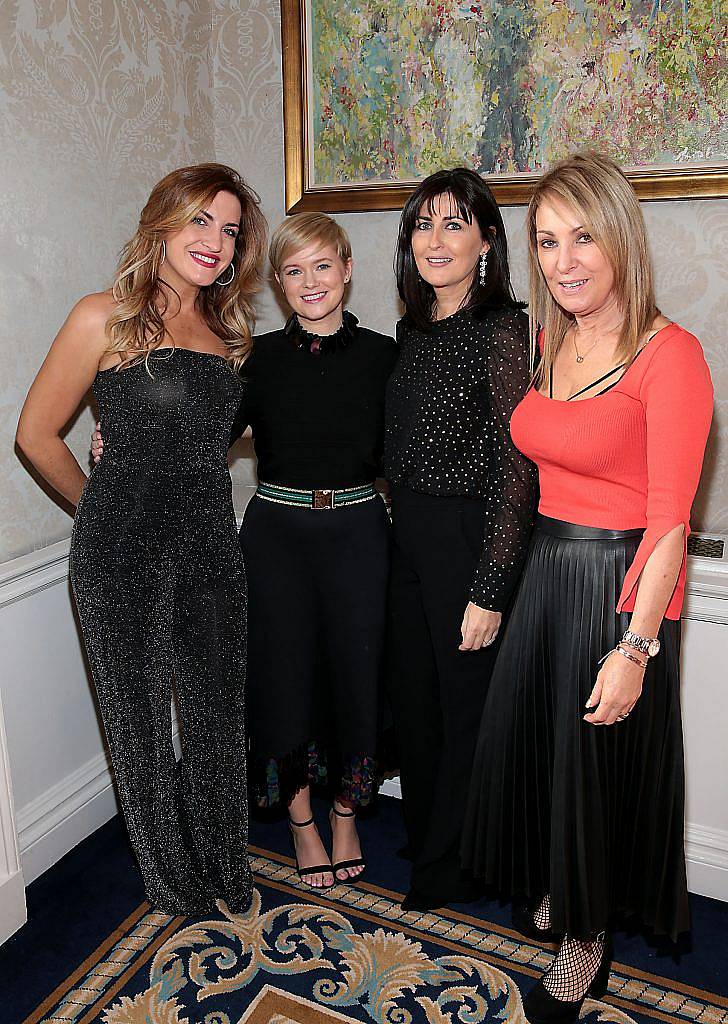 Sarah Jane Tobin, Cecelia Ahern, Niamh Malone and Orla De Bri at the annual Cari Charity Christmas lunch hosted by Miriam Ahern at the Shelbourne Hotel Dublin. Photo: Brian McEvoy