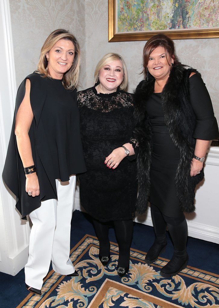 Emma Coppolla, Carmel Breheny and Claire Ronan at the annual Cari Charity Christmas lunch hosted by Miriam Ahern at the Shelbourne Hotel Dublin. Photo: Brian McEvoy