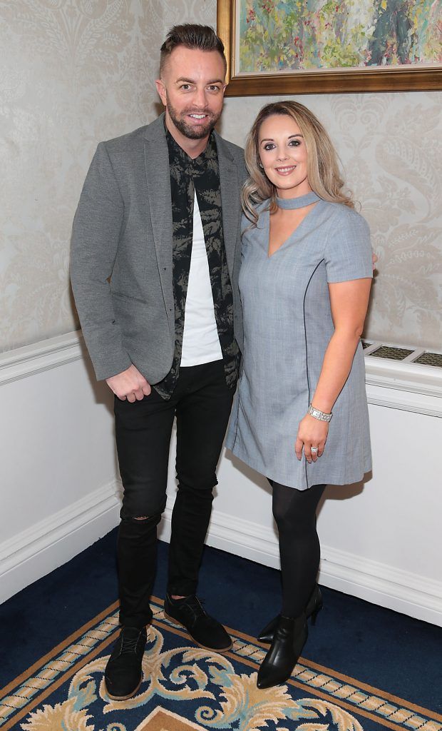 Brendan McDowell and Sabrina Ni Concubhair  at the annual Cari Charity Christmas lunch hosted by Miriam Ahern at the Shelbourne Hotel Dublin. Photo: Brian McEvoy