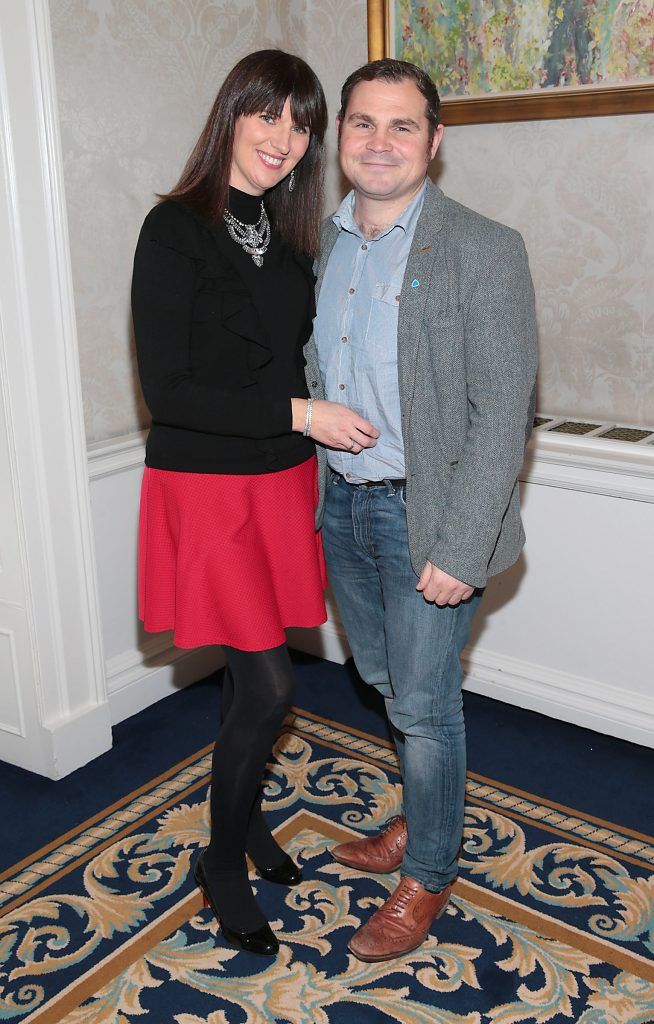 Melanie Finn and Eoin Murphy at the annual Cari Charity Christmas lunch hosted by Miriam Ahern at the Shelbourne Hotel Dublin. Photo: Brian McEvoy