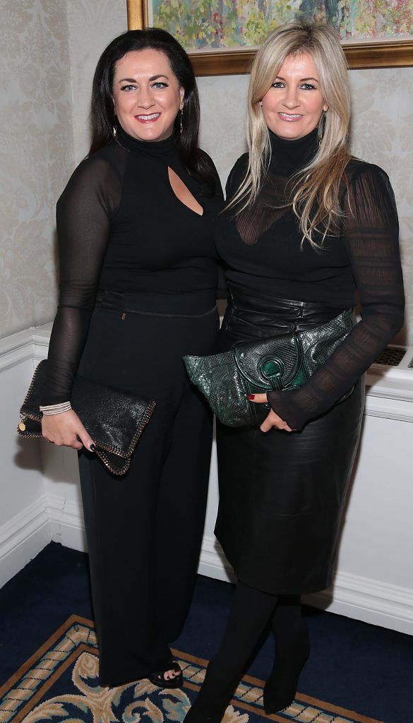 Bridget Cleary and Jennifer Butler at the annual Cari Charity Christmas lunch hosted by Miriam Ahern at the Shelbourne Hotel Dublin. Photo: Brian McEvoy