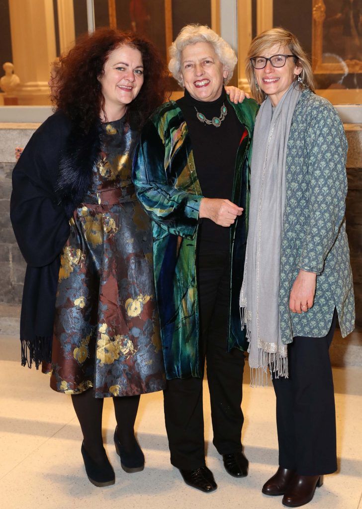 Siobhan Garrigan, Benita Stoney and Fania Ellison at the announcement of the winner of the Hennessy Portrait Prize 2017 at the National Gallery of Ireland, 29th November 2017. Pic: Marc O'Sullivan