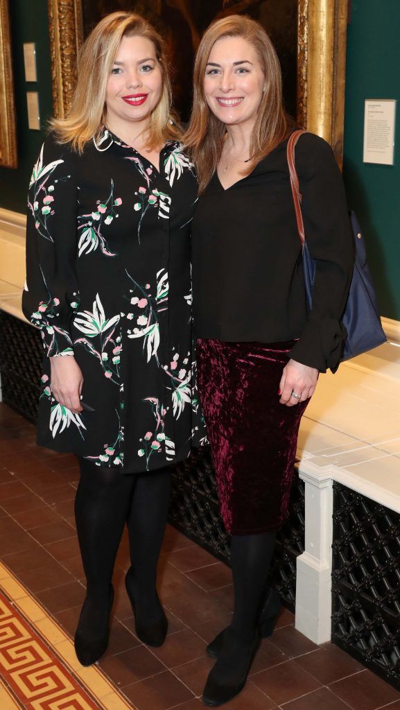 Alma Mackin and Niamh Haughey at the announcement of the winner of the Hennessy Portrait Prize 2017 at the National Gallery of Ireland, 29th November 2017. Pic: Marc O'Sullivan