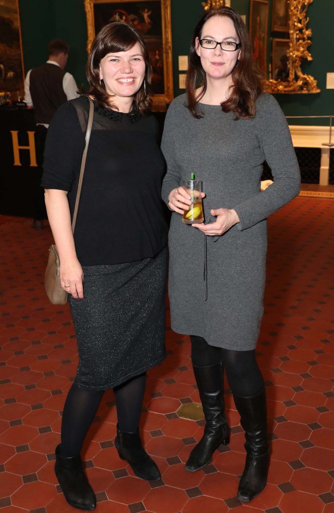 Vera Klute and Teresa Crowley at the announcement of the winner of the Hennessy Portrait Prize 2017 at the National Gallery of Ireland, 29th November 2017. Pic: Marc O'Sullivan
