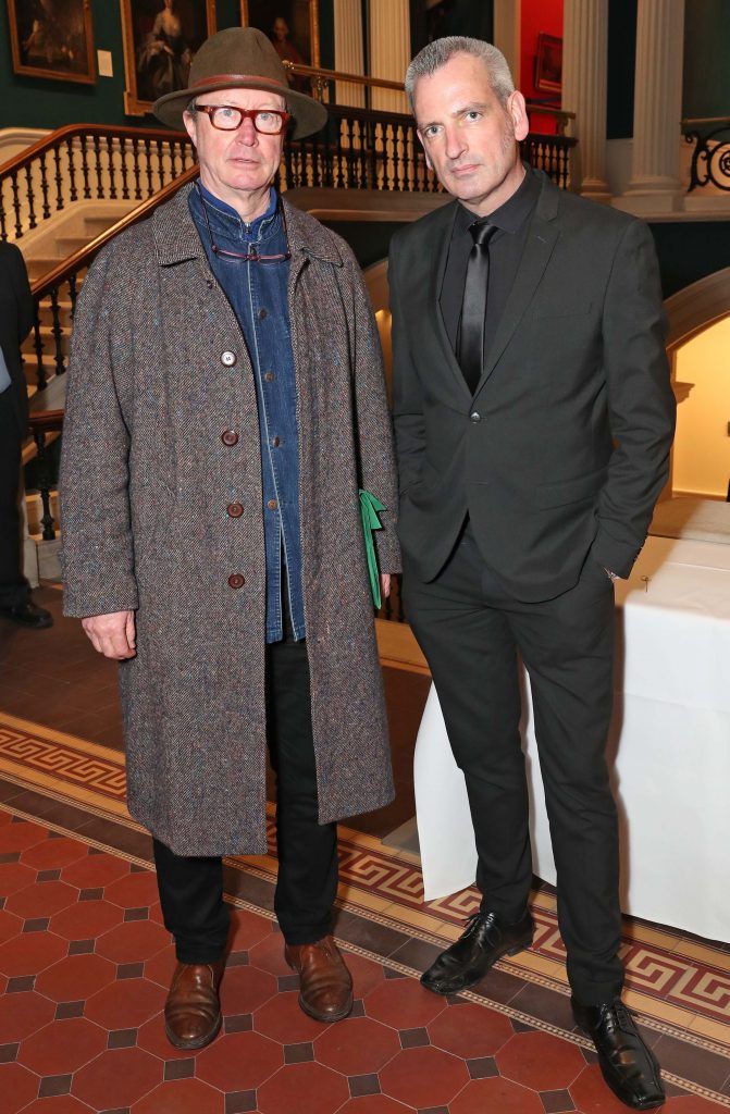 Mick O'Dea and James Hanley at the announcement of the winner of the Hennessy Portrait Prize 2017 at the National Gallery of Ireland, 29th November 2017. Pic: Marc O'Sullivan