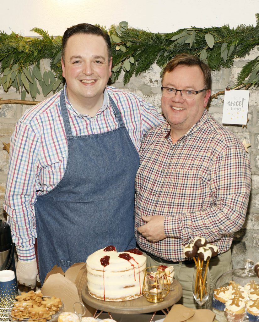 Graham Herterich and Daithi Kelleher experiencing an evening of festive foodie fun whilst indulging in a host of sweet and savoury canapes at Siucra's Christmas event #MerrySweetmas. Photo: Kieran Harnett