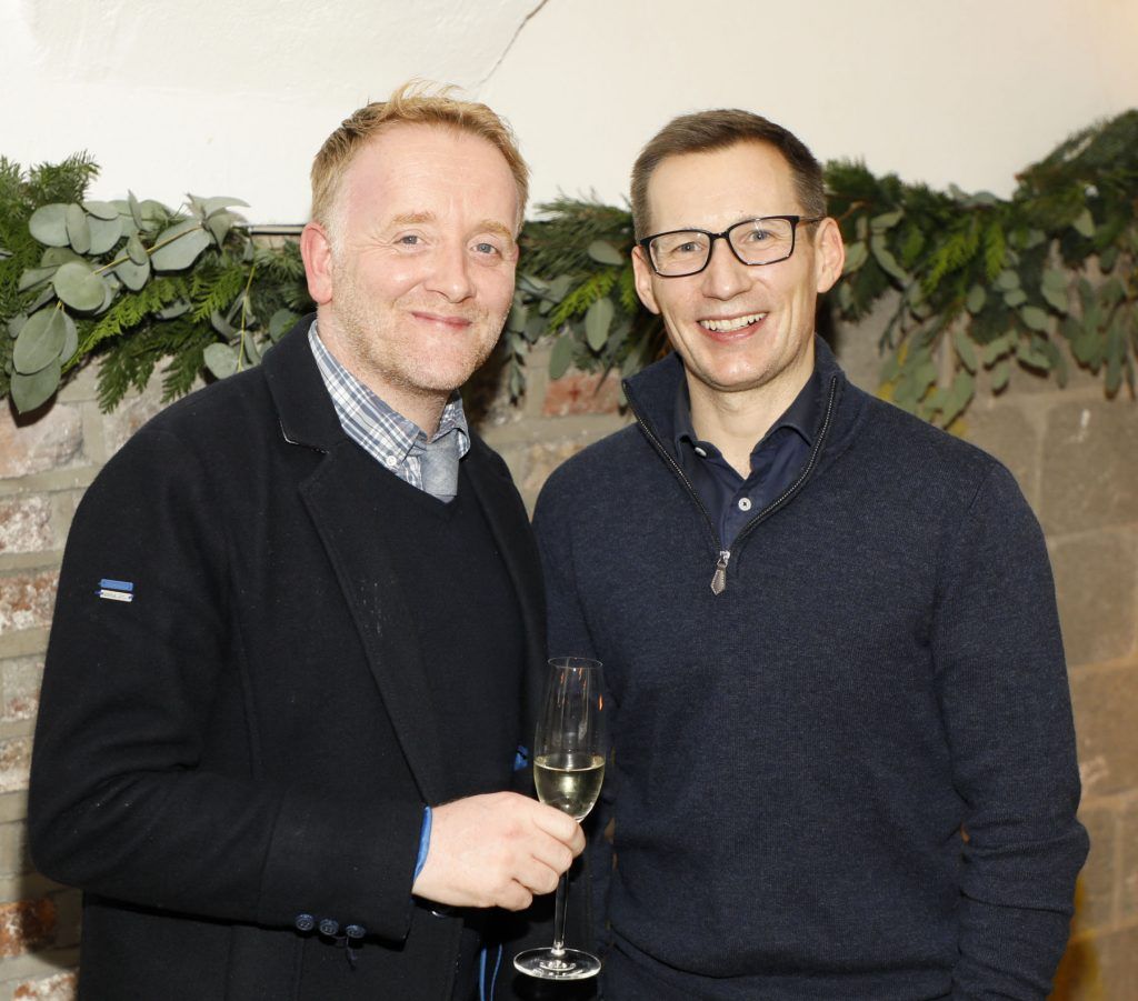 Mark Morgan and Ian Mulvaney experiencing an evening of festive foodie fun whilst indulging in a host of sweet and savoury canapes at Siucra's Christmas event #MerrySweetmas. Photo: Kieran Harnett