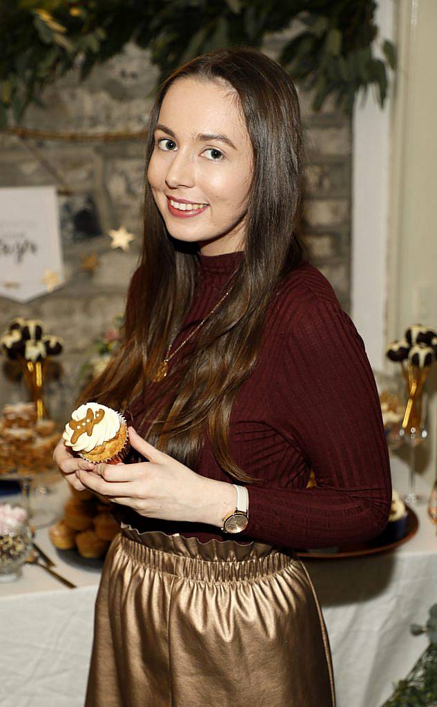 Sarah Glascott experiencing an evening of festive foodie fun whilst indulging in a host of sweet and savoury canapes at Siucra's Christmas event #MerrySweetmas. Photo: Kieran Harnett