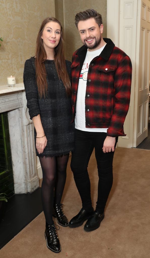 Clementine Mac Neice and James Patrice at the launch of The Adare Clinic's new dermatology and aesthetics clinic at No.4 Clare Street, Dublin 2, on Thursday, 23rd November 2017. Pic: Marc O'Sullivan