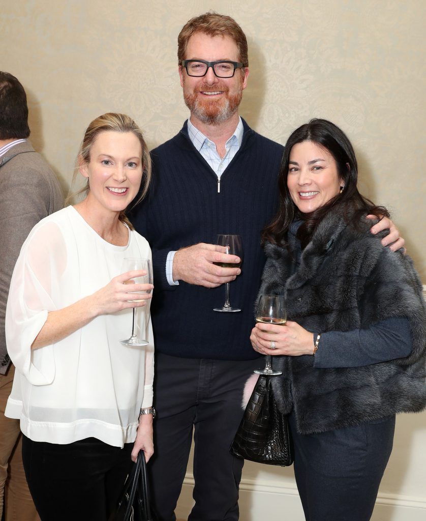 Tara Mackle, James and Christina Hennessy at the launch of The Adare Clinic's new dermatology and aesthetics clinic at No.4 Clare Street, Dublin 2, on Thursday, 23rd November 2017. Pic: Marc O'Sullivan