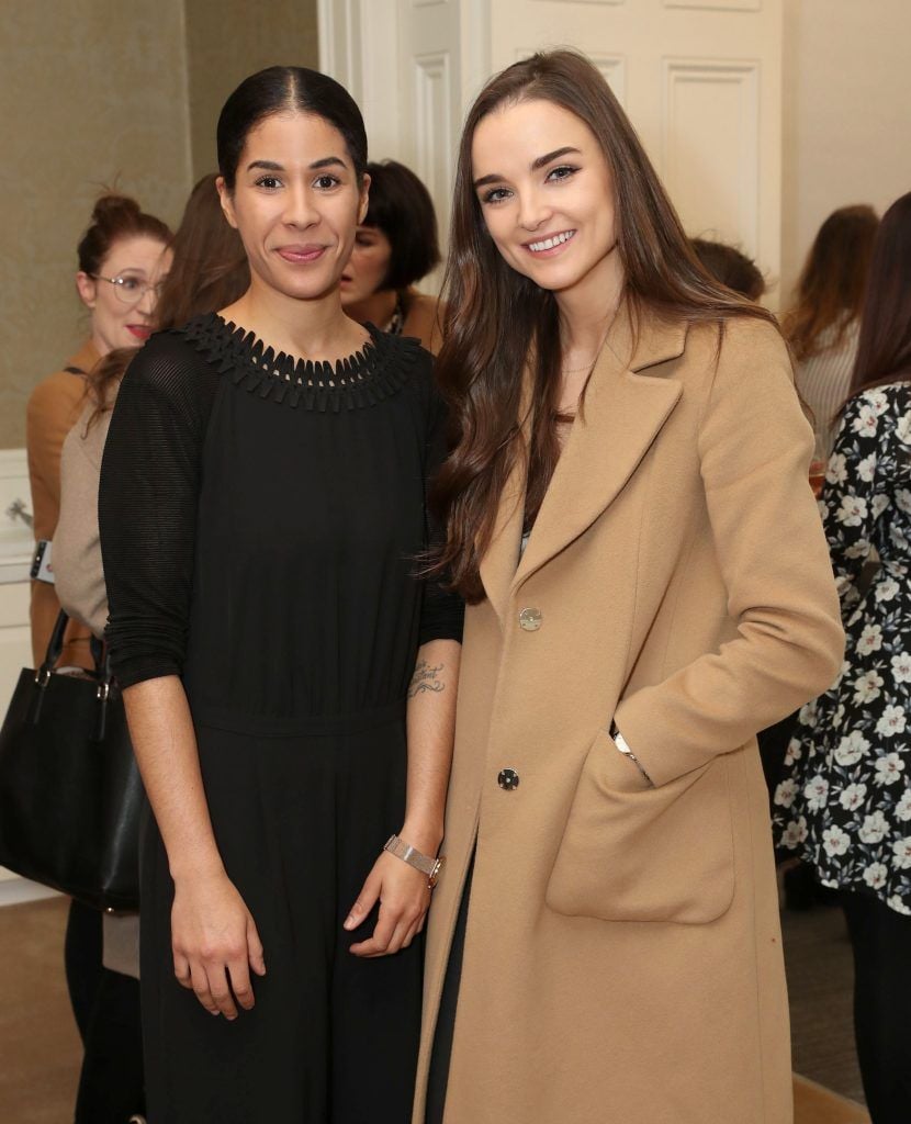 Emer Igbokwe and Niamh O'Sullivan at the launch of The Adare Clinic's new dermatology and aesthetics clinic at No.4 Clare Street, Dublin 2, on Thursday, 23rd November 2017. Pic: Marc O'Sullivan