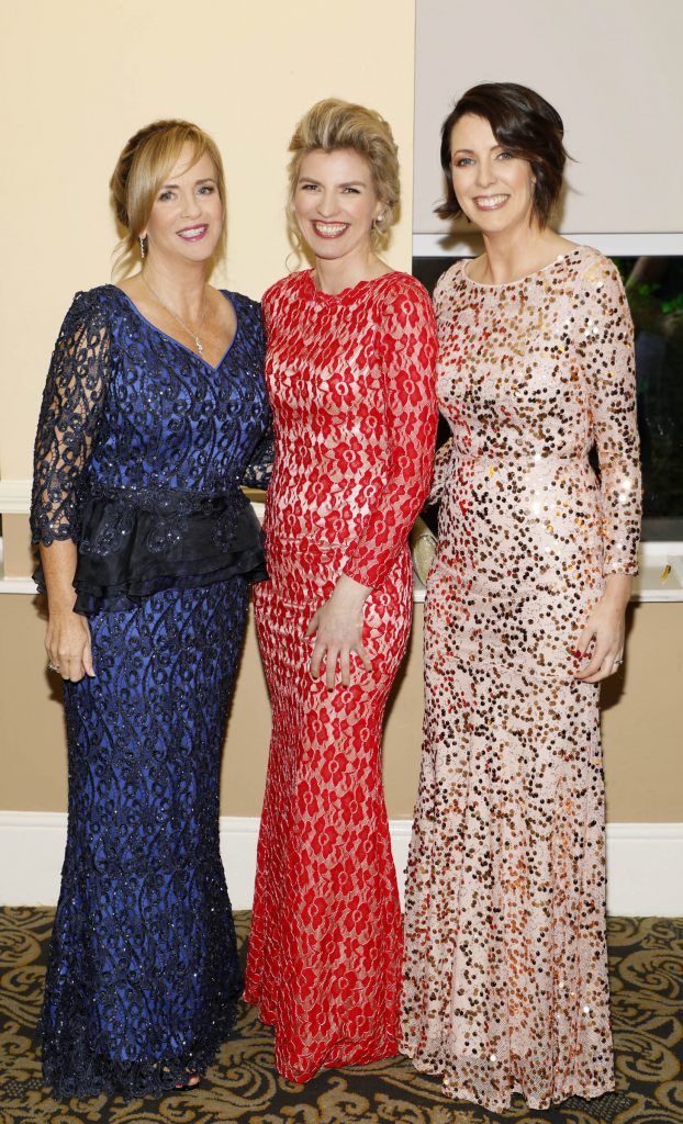 Helen O'Rourke, Karen Togher and Paula Prunty at the 2017 TG4 Ladies GAA AllStar Awards at Citywest Hotel. Photo: Kieran Harnett