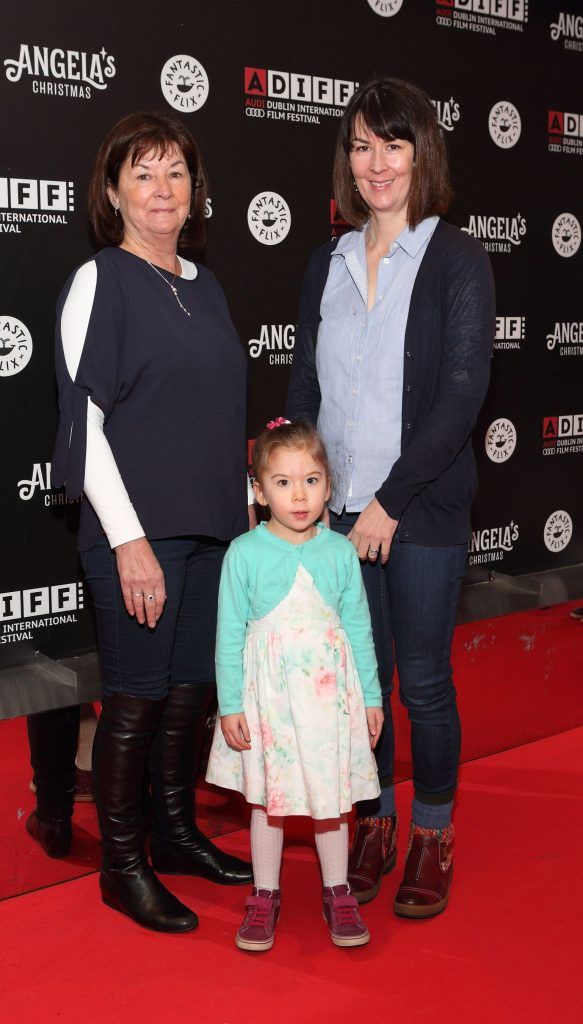 Ann Ahern, Jean Dunphy and Eve Dunphy pictured at the screening of Angela's Christmas to launch ADIFF's Fantastic Flix children's programme. Picture: Brian McEvoy Photography