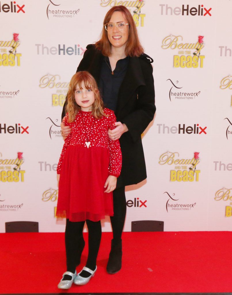 Alison Curtis and her daughter Joan pictured with her children Finn and JJ at the opening night of The Helix Pantomime, Beauty and the Beast. Photo: Leon Farrell/Photocall Ireland