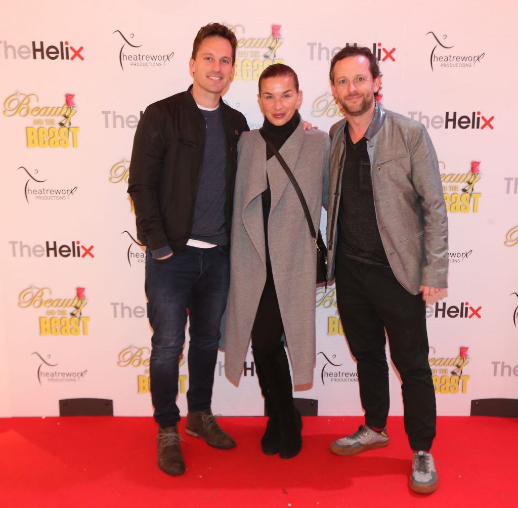 Tristan MacManus, Tahyna MacManus and Karl Harpur pictured with her children Finn and JJ at the opening night of The Helix Pantomime, Beauty and the Beast. Photo: Leon Farrell/Photocall Ireland