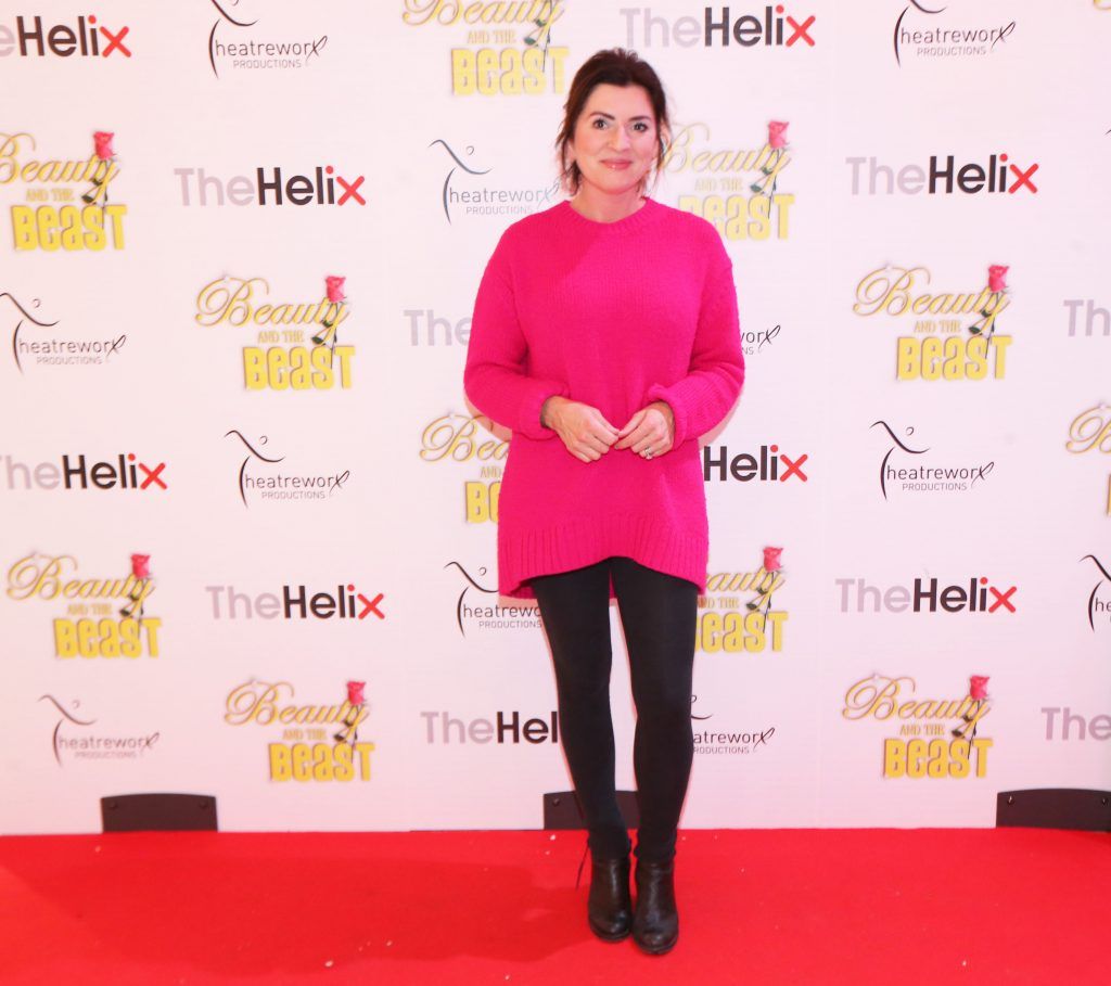 Collette Fitzpatrick pictured with her children Finn and JJ at the opening night of The Helix Pantomime, Beauty and the Beast. Photo: Leon Farrell/Photocall Ireland