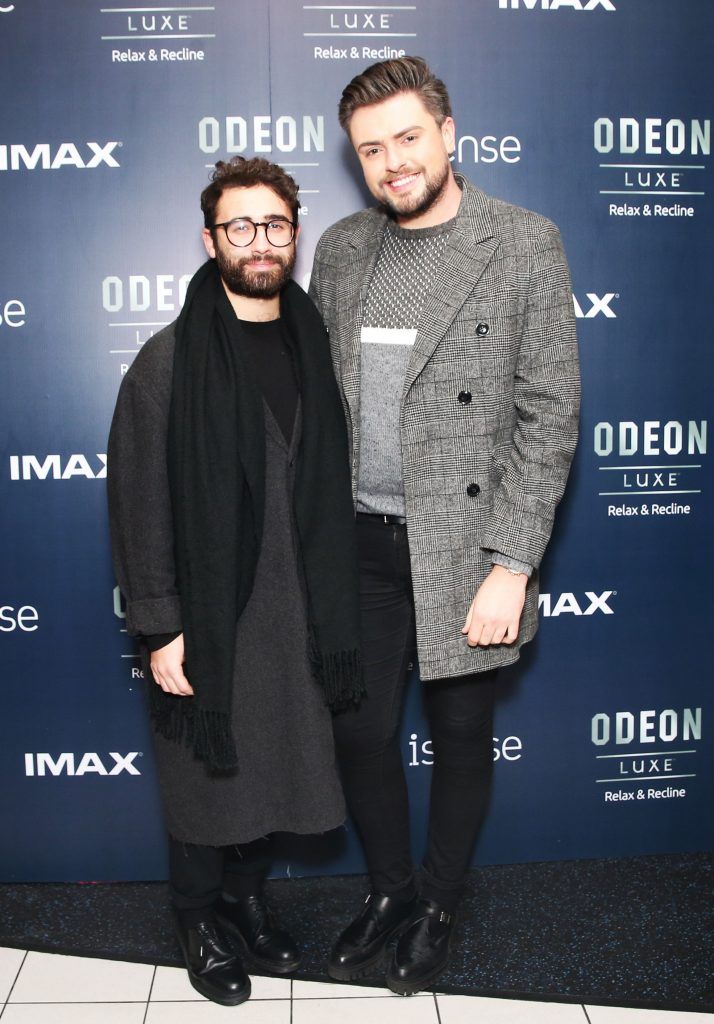 Conor Merriman and James Patrice at the launch of the new Odeon Luxe screens handmade fully reclining seats as Odeon Blanchardstown launch its new IMAX and iSense screens. Photo: Leon Farrell/Photocall Ireland