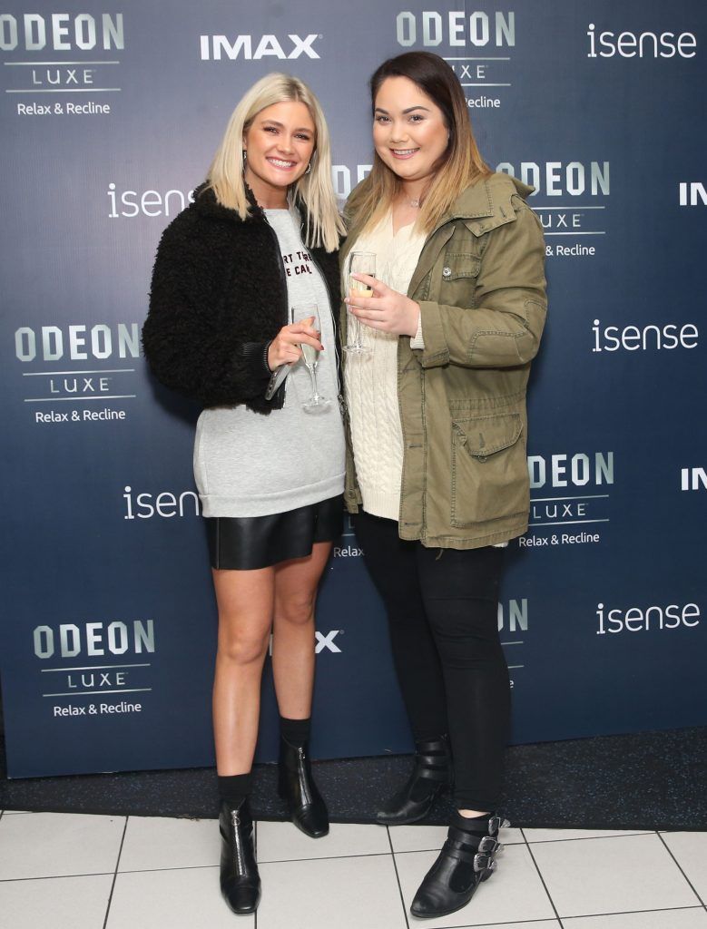 Niamh Cullen and Grace Mongey at the launch of the new Odeon Luxe screens handmade fully reclining seats as Odeon Blanchardstown launch its new IMAX and iSense screens. Photo: Leon Farrell/Photocall Ireland