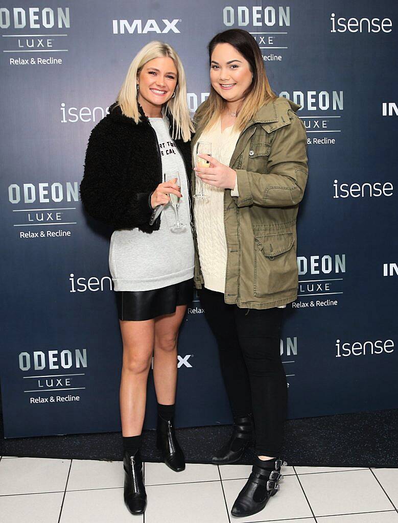 Niamh Cullen and Grace Mongey at the launch of the new Odeon Luxe screens handmade fully reclining seats as Odeon Blanchardstown launch its new IMAX and iSense screens. Photo: Leon Farrell/Photocall Ireland