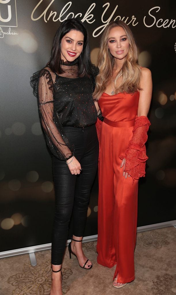 Lauren Pope pictured  with Suzanne Jackson at the launch of Suzanne Jackson's SOSU by SJ fragrance at the Shelbourne Hotel, Dublin. Photo: Brian McEvoy