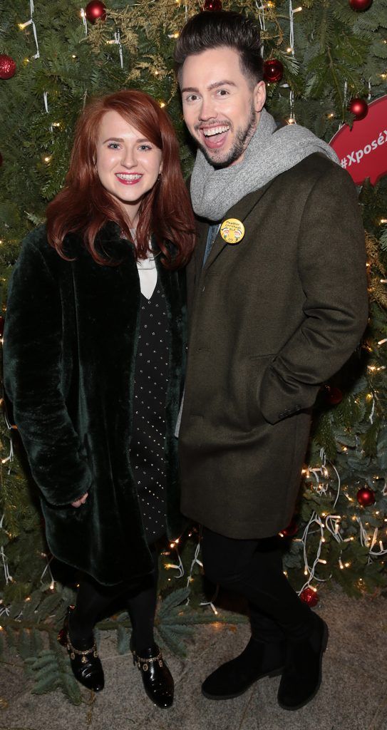 Kate Kelly and Mark Rogers pictured at TV3's Xposé Christmas Market with Meagher's Pharmacy for the Peter McVerry Trust. Photo: Brian McEvoy