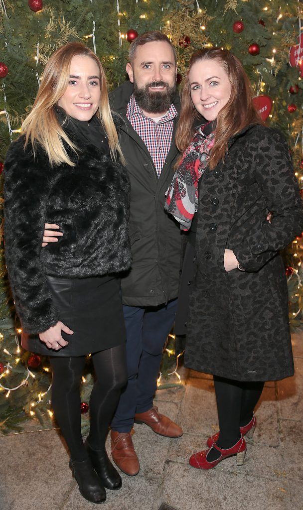 Gillian McCarthy, Paul Kinsella and Jenny McCabe pictured at TV3's Xposé Christmas Market with Meagher's Pharmacy for the Peter McVerry Trust. Photo: Brian McEvoy