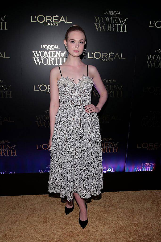 Elle Fanning attends the L'Oreal Paris Women of Worth Celebration 2017 on December 6, 2017 in New York City.  (Photo by Cindy Ord/Getty Images for L'Oreal) *** Local Caption *** Elle Fanning