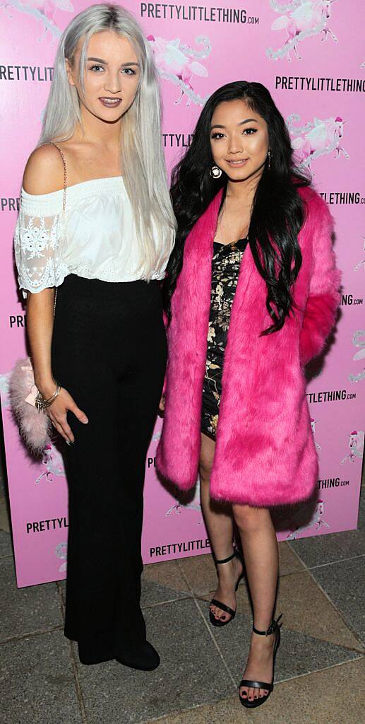 Ciara Whelan and Dee O Farrell pictured at the PrettyLittleThing party at the Opium Rooms, Dublin. Photo: Brian McEvoy