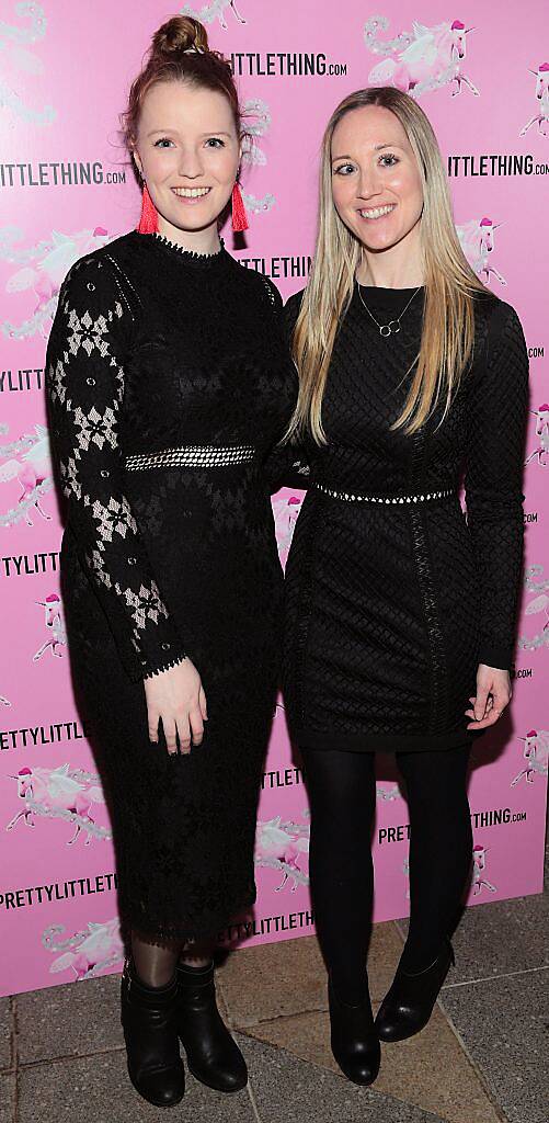 Leah Kilcullen and Aine Goodman pictured at the PrettyLittleThing party at the Opium Rooms, Dublin. Photo: Brian McEvoy