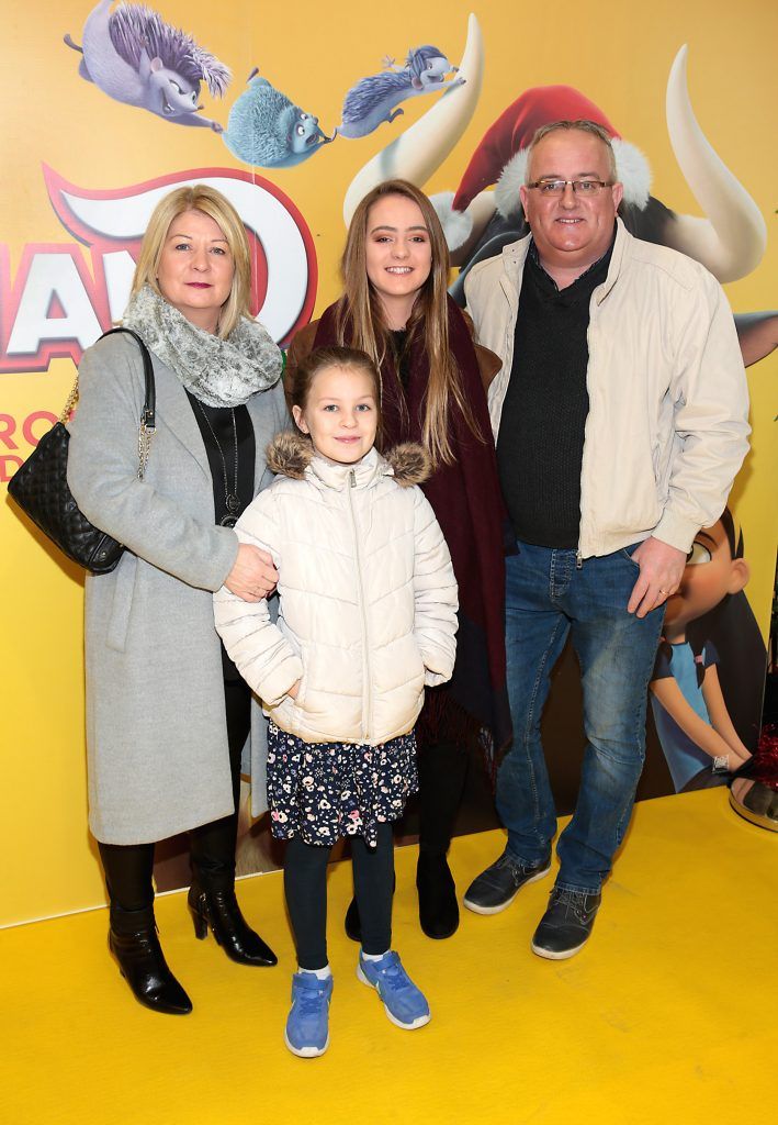 Imelda Cameron, Breana Cameron, Clodagh Cameron and Tony Cameron at the special preview screening of Ferdinand at the ODEON Cinema in Point Square, Dublin. Photo: Brian McEvoy