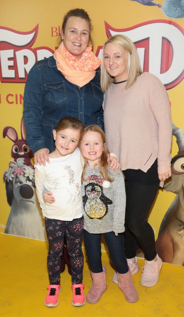 Zoe Reid, Berni Reid, Lucy Brock and Karen Brock at the special preview screening of Ferdinand at the ODEON Cinema in Point Square, Dublin. Photo: Brian McEvoy