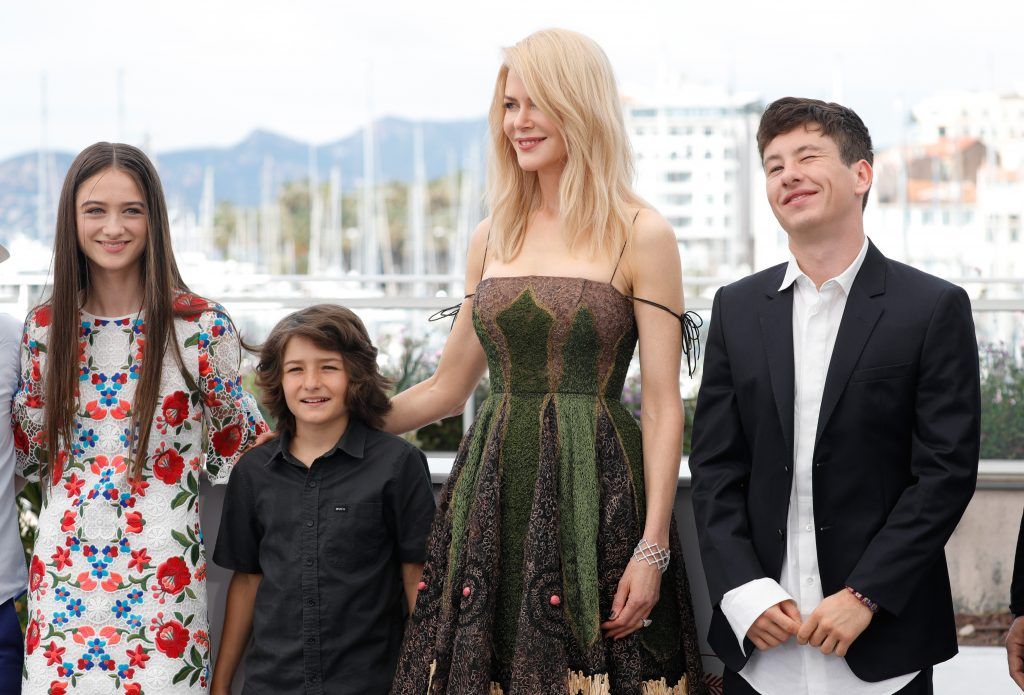 Raffey Cassidy, Sunny Suljic, Nicole Kidman and Barry Keoghan attend the "The Killing Of A Sacred Deer" photocall during the 70th annual Cannes Film Festival at Palais des Festivals on May 22, 2017 in Cannes, France.  (Photo by Andreas Rentz/Getty Images)