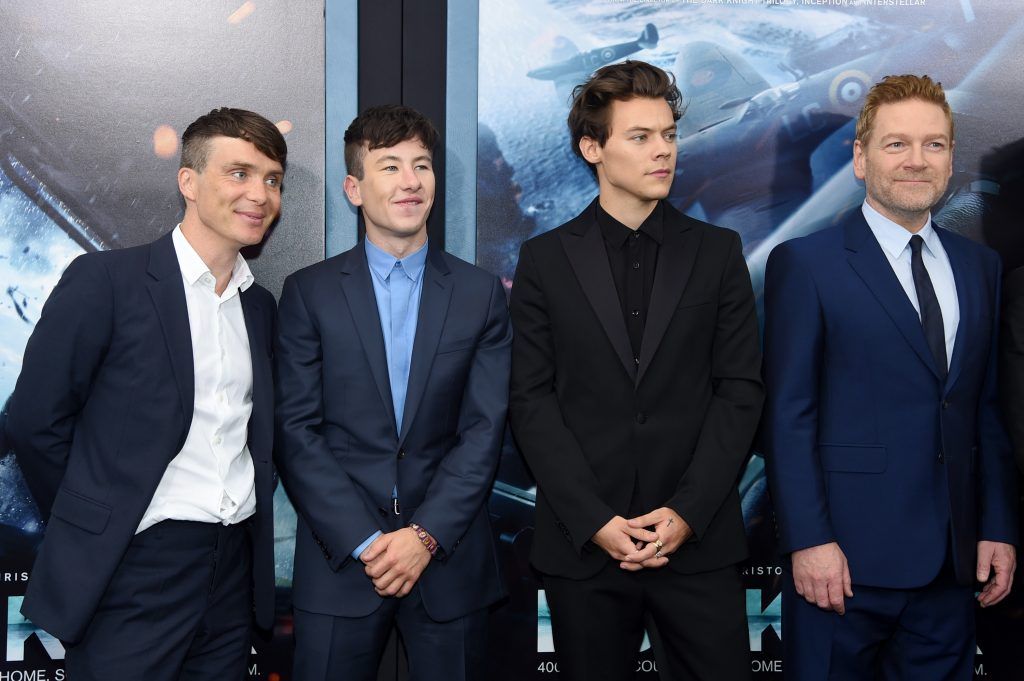 Cillian Murphy, Barry Keoghan, Harry Styles and Kenneth Branagh attend the "DUNKIRK" New York Premiere on July 18, 2017 in New York City.  (Photo by Jamie McCarthy/Getty Images)