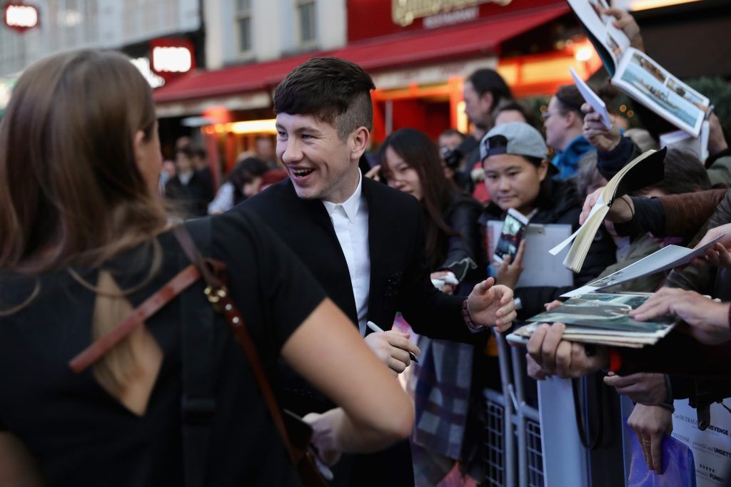 Barry Keoghan signs autographs for fans as he attends the Headline Gala Screening & UK Premiere of "Killing of a Sacred Deer" during the 61st BFI London Film Festival on October 12, 2017 in London, England.  (Photo by Vittorio Zunino Celotto/Getty Images for BFI)