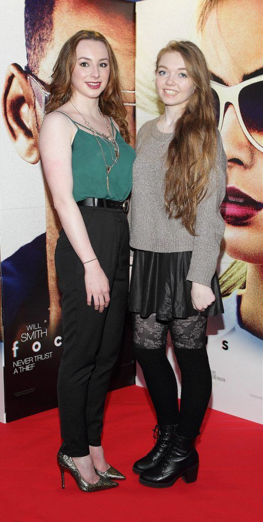 Ellen Keane and Aisling Byrne at the Irish premiere screening of Will Smiths new film Focus at Cineworld,Dublin.Picture:Brian Mcevoy.