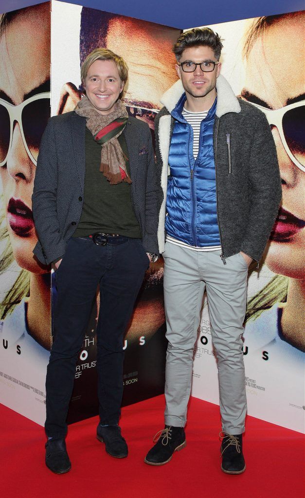 Norman Pratt and Darren Kennedyat the Irish premiere screening of Will Smiths new film Focus at Cineworld,Dublin.Picture:Brian Mcevoy.