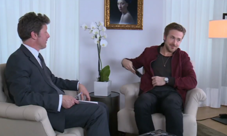 Gosling's Reaction to Phone Ringing During Interview is Gold