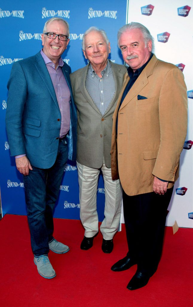 Rory Cowan ,Gay Byrne and Marty Whelan at the  opening night of The Sound of Music at The Bord Gais.Energy Theatre Dublin...Pictures:Brian McEvoy.