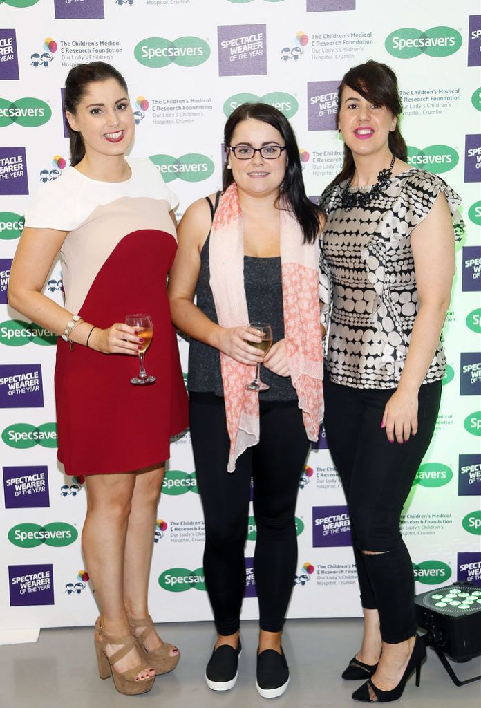 Emma Gorman, Ciara Lawless and Deirdre Sloane at the Irish Spectacle Wearer of the Year competition hosted by Specsavers and held in the RHA-photo Kieran Harnett